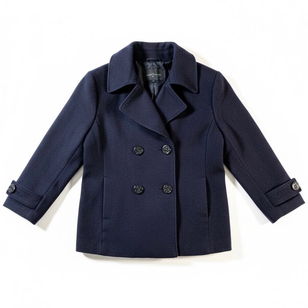 Brooks Brothers Pea Coat Womens 12 Double Breasted Wool Blend Navy Blue